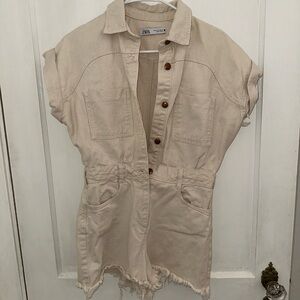 Short Denim Jumpsuit (S) ZARA / WOMEN - off White